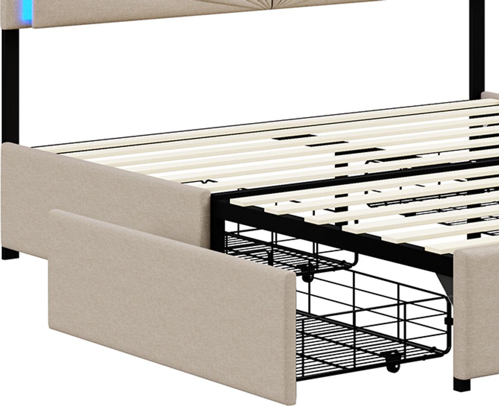 Letto imbottito 160x200cm con LED e testata regolabile in Immagine del prodotto 