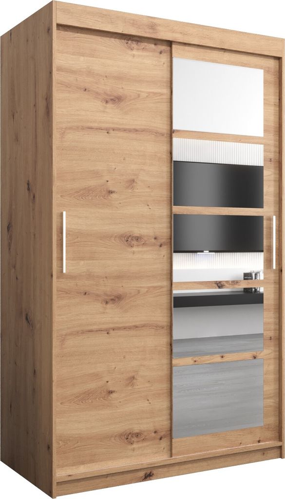 Kleiderschrank, Schiebetürenschrank Schlafzimmer, Schrank mit Spiegel ROMA 1 120 cm