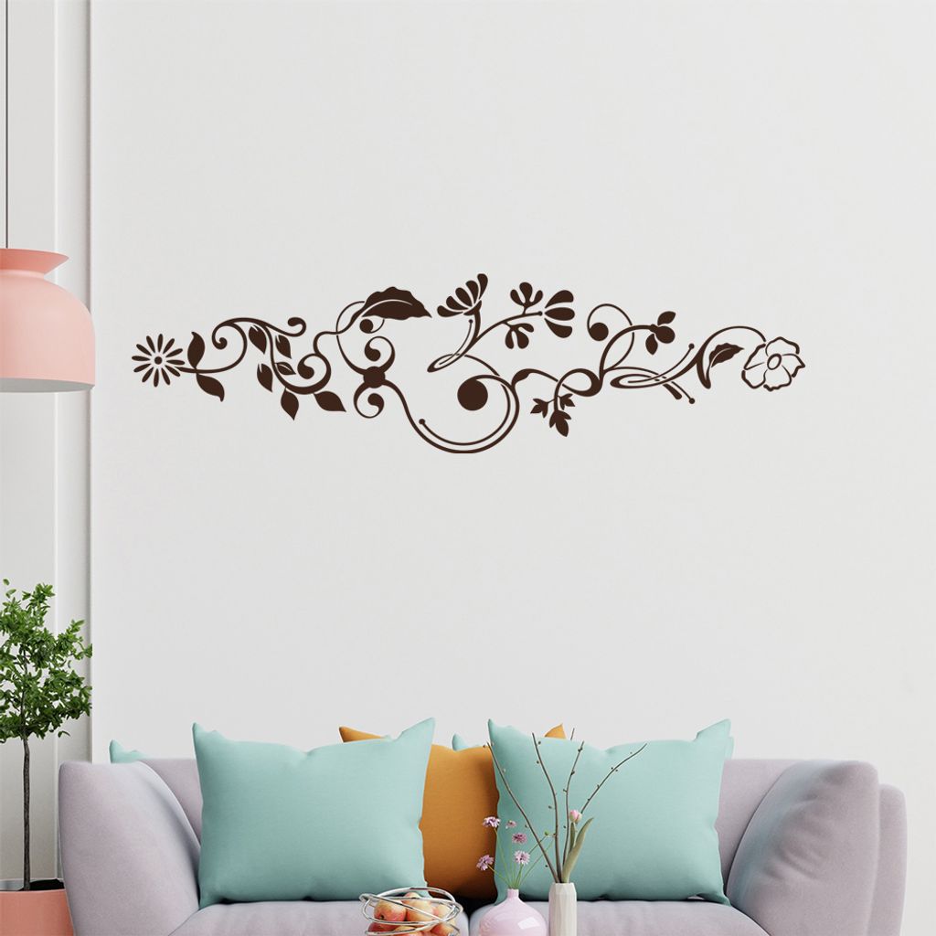 Sternblüte - Tribal -Pflanze Wandtattoo in 6 Größen - Wandaufkleber Wall Sticker - Dekoration, Küche, Wohnzimmer, Schlafzimmer, Badezimmer