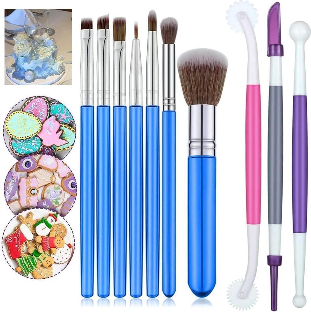 10 Stück Fondant-Modellierwerkzeuge, Tortendekorationsset, Tortenmalpinsel, Modellierwerkzeuge aus Polymer-Ton für Heimwerker, Kuchen, Kekse und ...