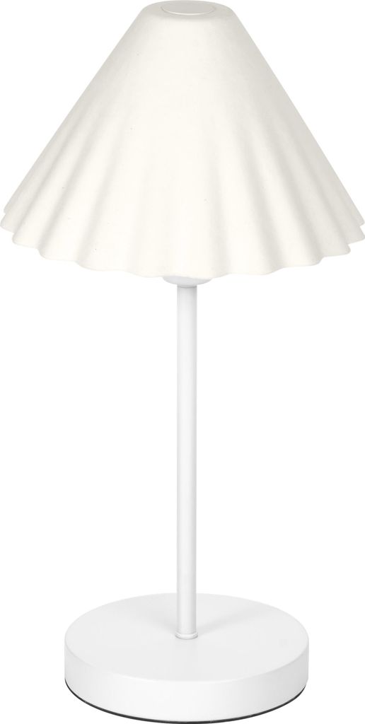 OSRAM Tischleuchte Decor Pulp weiß aus Metall und Pappmaschee, E14, dimmbar, 218 mm Durchmesser, Leuchtenschirm aus recyceltem Material, nachhalti...