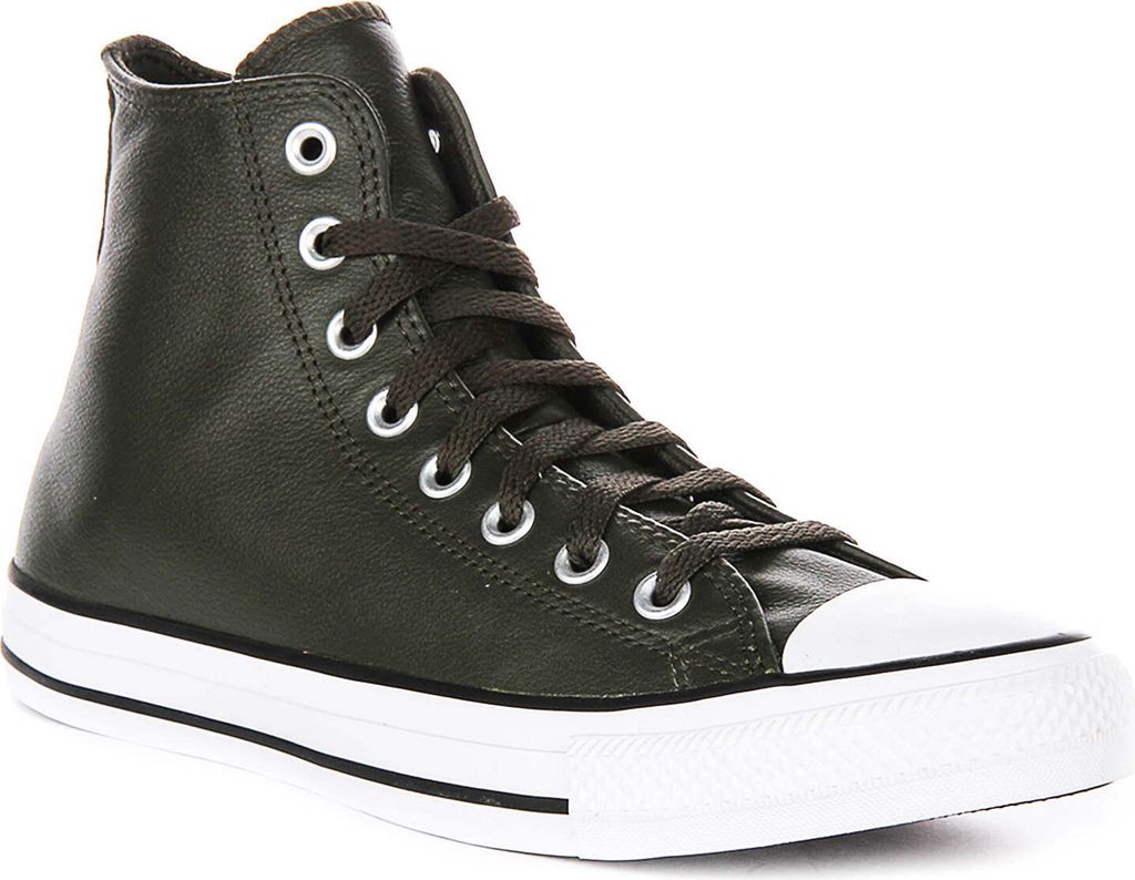 Converse Chuck Taylor A09481C High in Olivgrün Leder – 9.5 UK - 43 EU - 9.5M/11.5F US / Olive Green