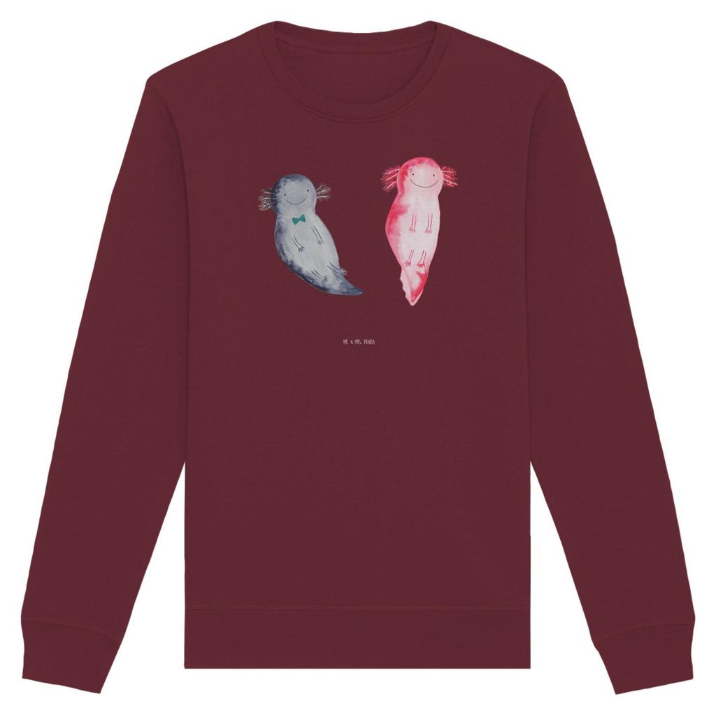 Mr. & Mrs. Panda Rundhals Sweatshirt Axolotl Liebe Größe S - Burgundy - Geschenk, für Frauen, Partner, Pullover, Freundin, Valentinstag, Pulli, ...