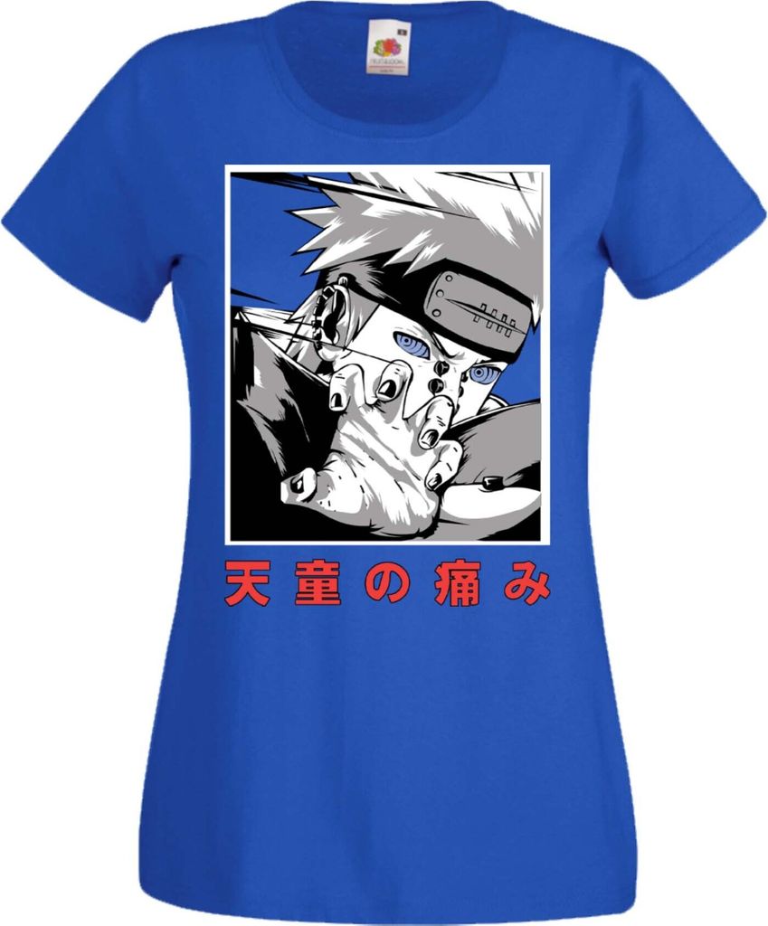 Damen T-Shirt Manga Anime Naruto Nagato Pain, Lady XS / Blau