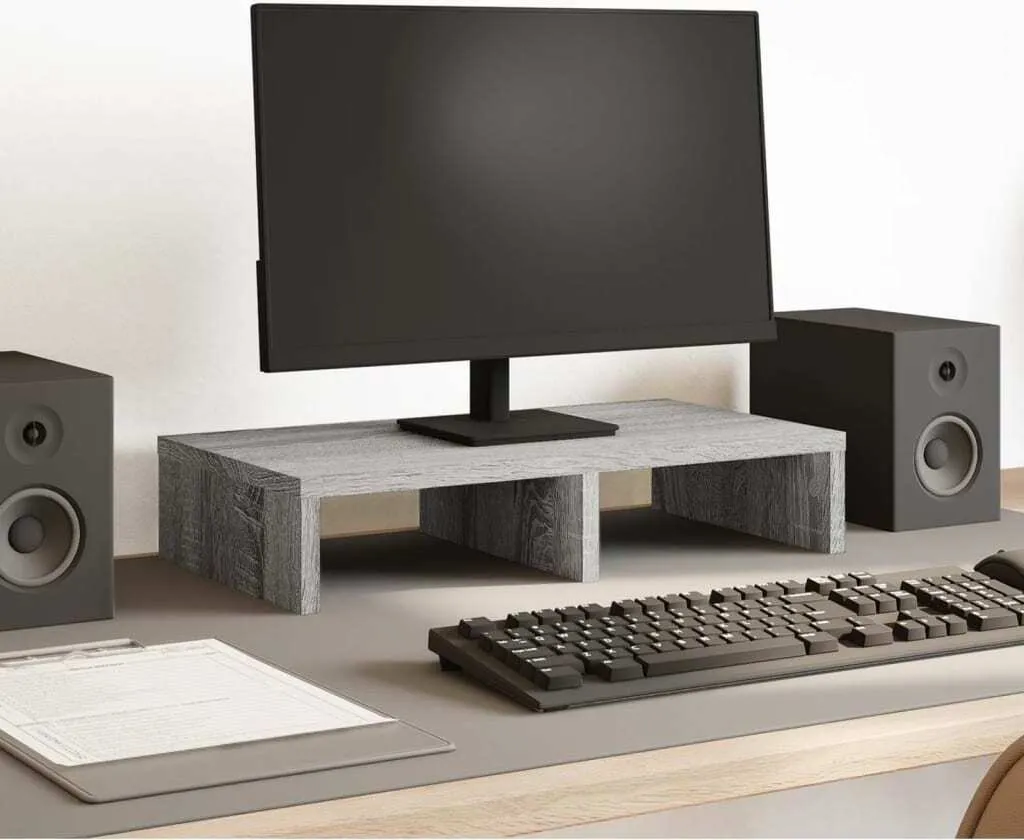 Best Möbel Supporto Monitor Grigio Sonoma 50x27x10 - Ergonomia Scrivania