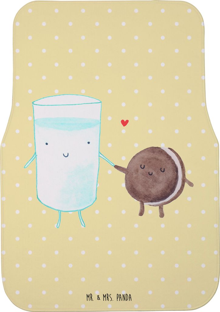 Mr. & Mrs. Panda Fußmatte Fürs Auto Milch Keks - Gelb Pastell - Geschenk, Automatte, Cookie, Teppich, Autoteppich, Kaffee, PKW, Tiere, Kekse, Milk