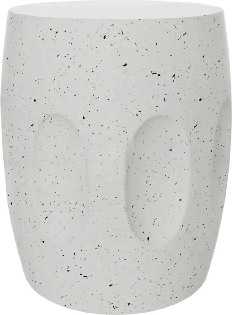 Table d'appoint ovale en béton blanc 34x46cm moderne pour salon