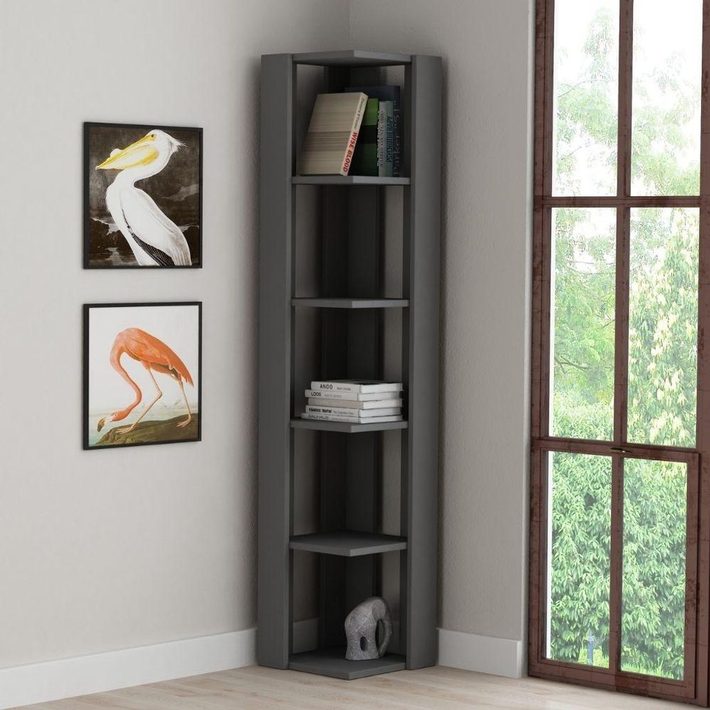 Libreria angolare 5 ripiani 34x34x161 Nati colore antracite Immagine del prodotto 