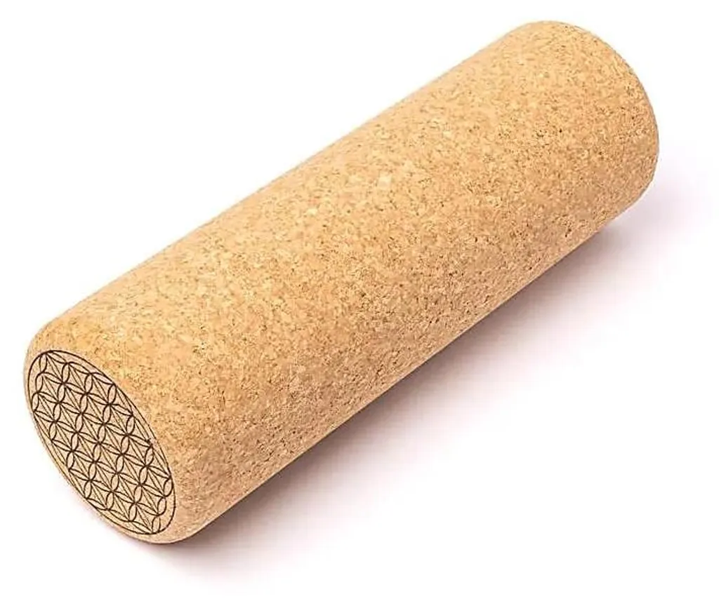 Rouleau de massage yoga en liège Fleur de Vie 30 cm - Design Durable