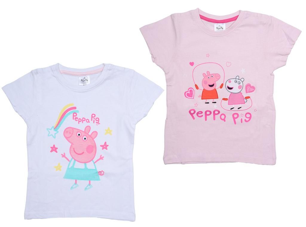 Koszulka dziecięca 2 szt. Świnka Peppa jasnoróżowa/biała - Zdjęcie produktu 
