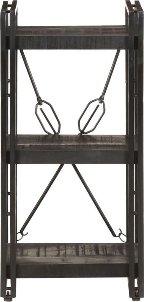 vidaXL Bücherregal 3 Fächer Schwarz 40x30x80 cm Mango Massivholz