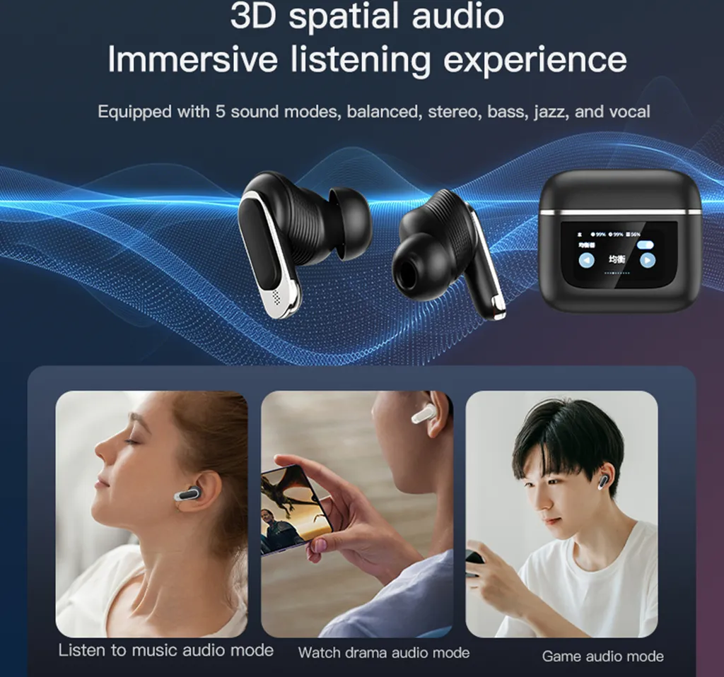Guida alle Cuffie Bluetooth V8: ANC, Touch Screen LCD e Autonomia - 11