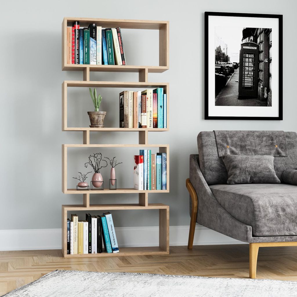 Skye Decor, Langdon - Oak, Büroregale, Eiche, Melaminplatte, 72 x 25 x 161 cm