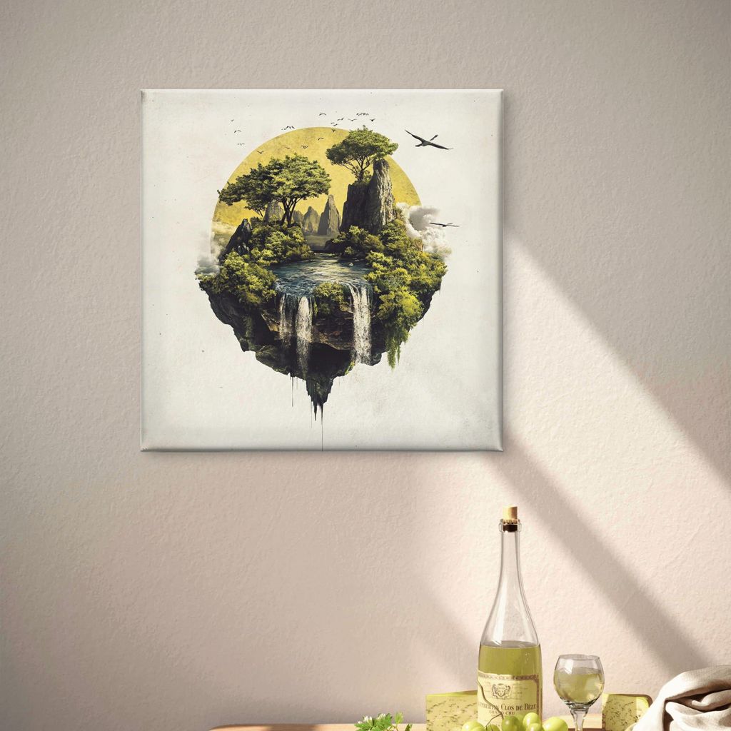 Leinwand Bilder 30x30–60x60 cm - Surreal Insel Natur ISLE OF STILLNESS - moderne Wanddeko für Wohnzimmer, Wandbild Kunstdruck | Alivia Arts