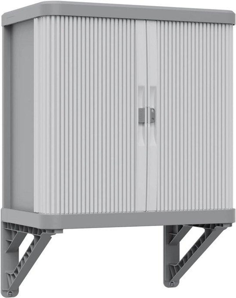 Modulares Wandregal mit Schubladen für Innen und Außen - 2 Füße, Recyceltes Kunststoff, Grau, Abmessungen: 59 x 36 x 59 cm
