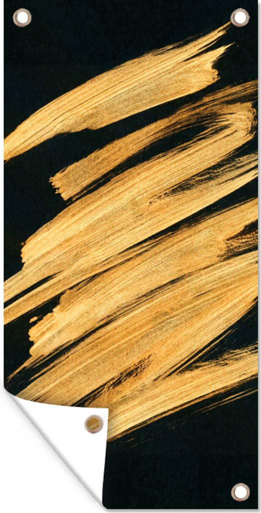 MuchoWow 40x80 cm Outdoor-Poster Gartendeko Sichtschutz Garten Poster für den Garten Gold - Farbe - Streifen - Luxus - Abstrakt