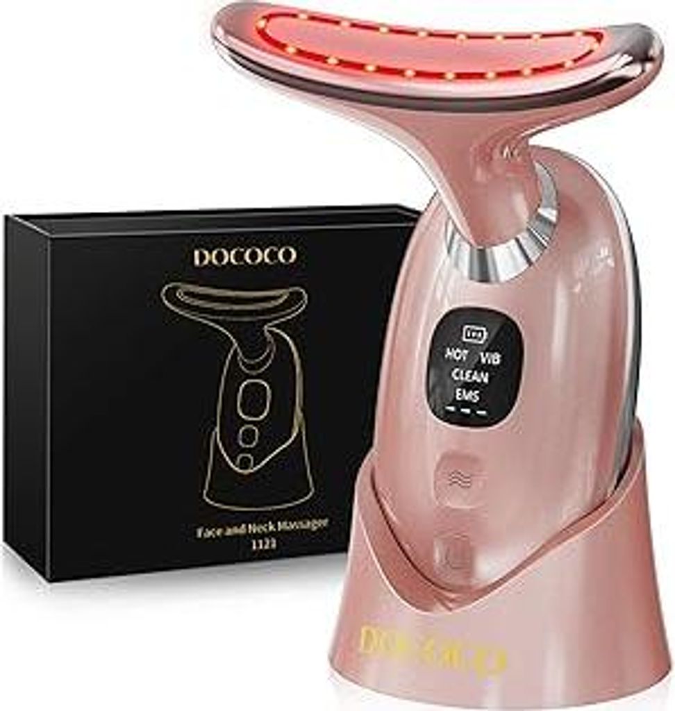 Gesichtsmassagegerät, Double EMS Face Massager mit 3 Modi, 35-50Hz High-frequency Vibration, 45?°C Wärme, Face Lifting Gerät für Anti-Aging, L...