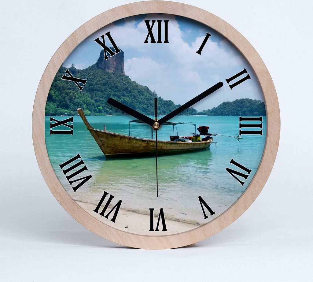 Holzuhr 20fi cm wanduhr - schwarze Spitzen - Boot