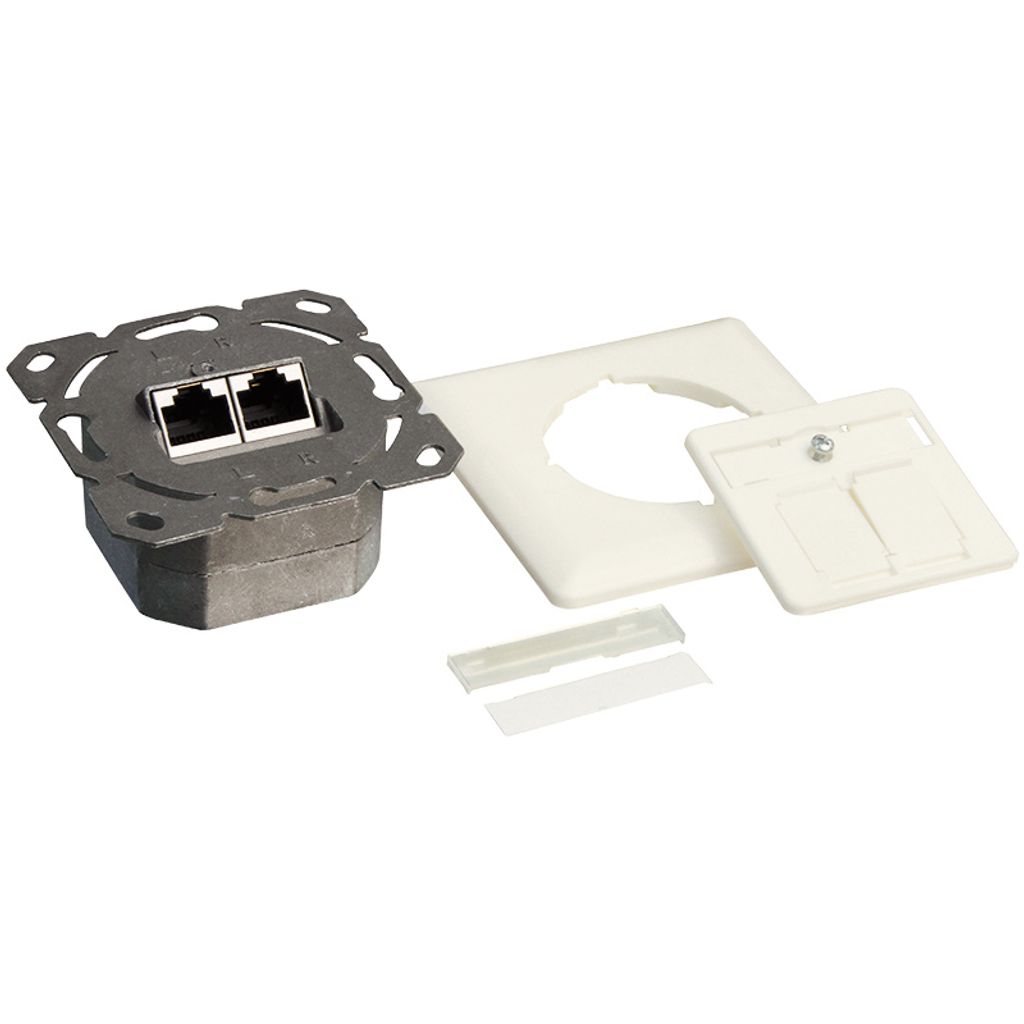 LogiLink Cat.6A Netzwerkdose UP 2xRJ45 geschirmt weiß Produktbild 