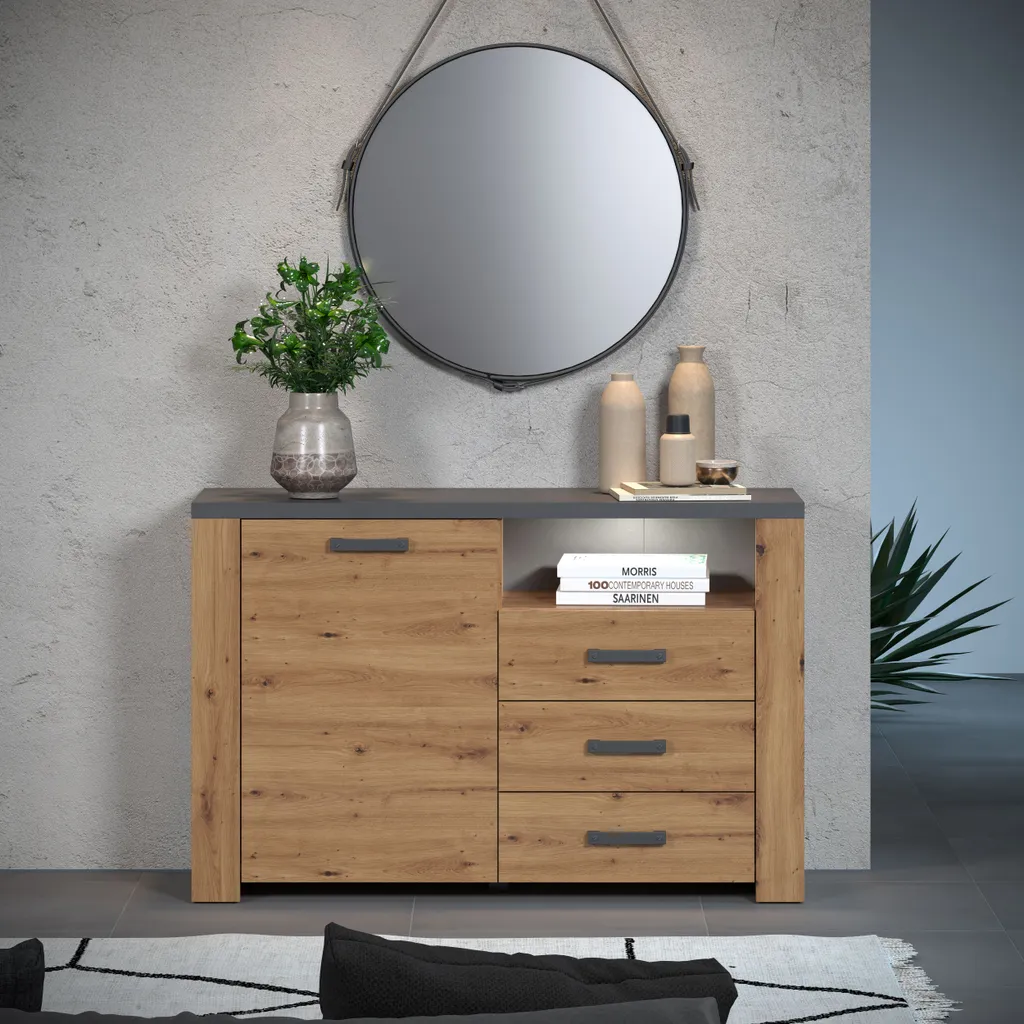 Buffet avec Finition ABS et Décor Chêne Artisan, Meuble Robuste Matera - 8