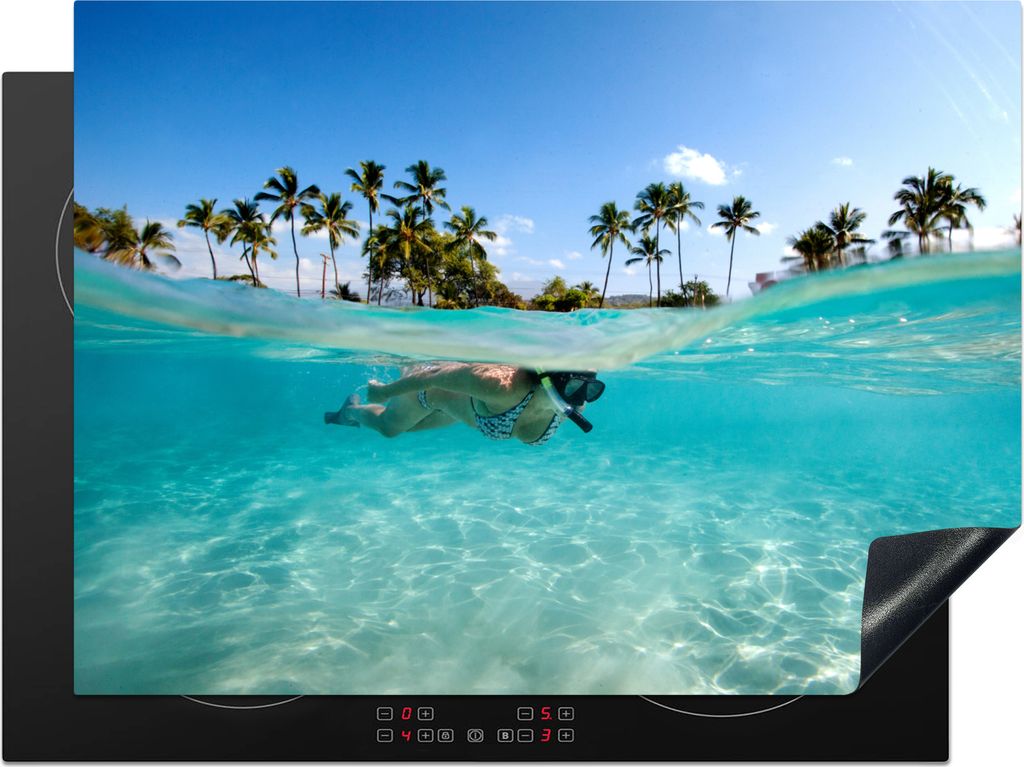 KitchenYeah Herdabdeckplatte Meer - Schnorcheln - Hawaii , 71x52cm, Küche Deko, Glaskeramikkochfeld Herdabdeckung, Abdeckplatte fùr Kochfeld