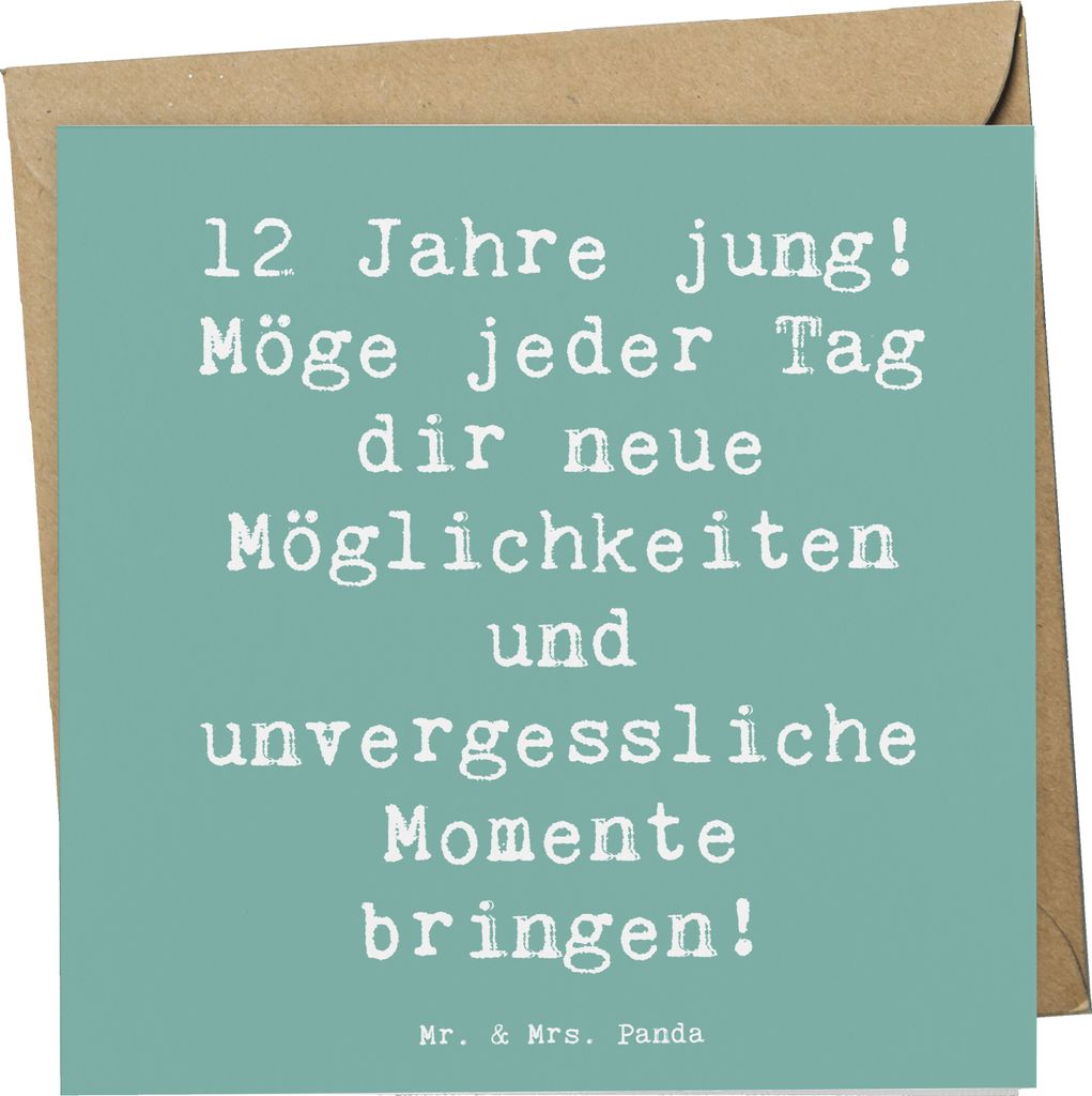 Mr. & Mrs. Panda Klappkarte Spruch 12. Geburtstag - Meeresbrise - Geschenk, faltkarte, Feier, Kindergeburtstag, Happy Birthday, doppelkarte, Glück...