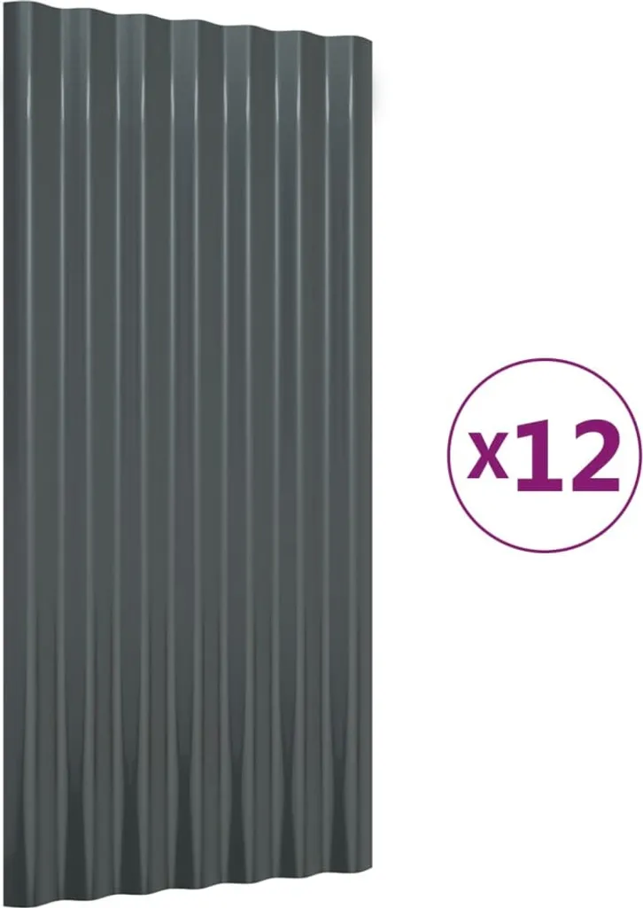 Tôles de toiture profilées anthracite 80x36 cm en acier - Pack de 12