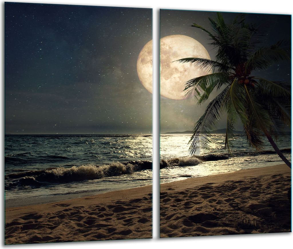 Herdabdeckplatten 2 teilig 30x52 Glaskeramikkochfeld Abdeckung Glas Strand