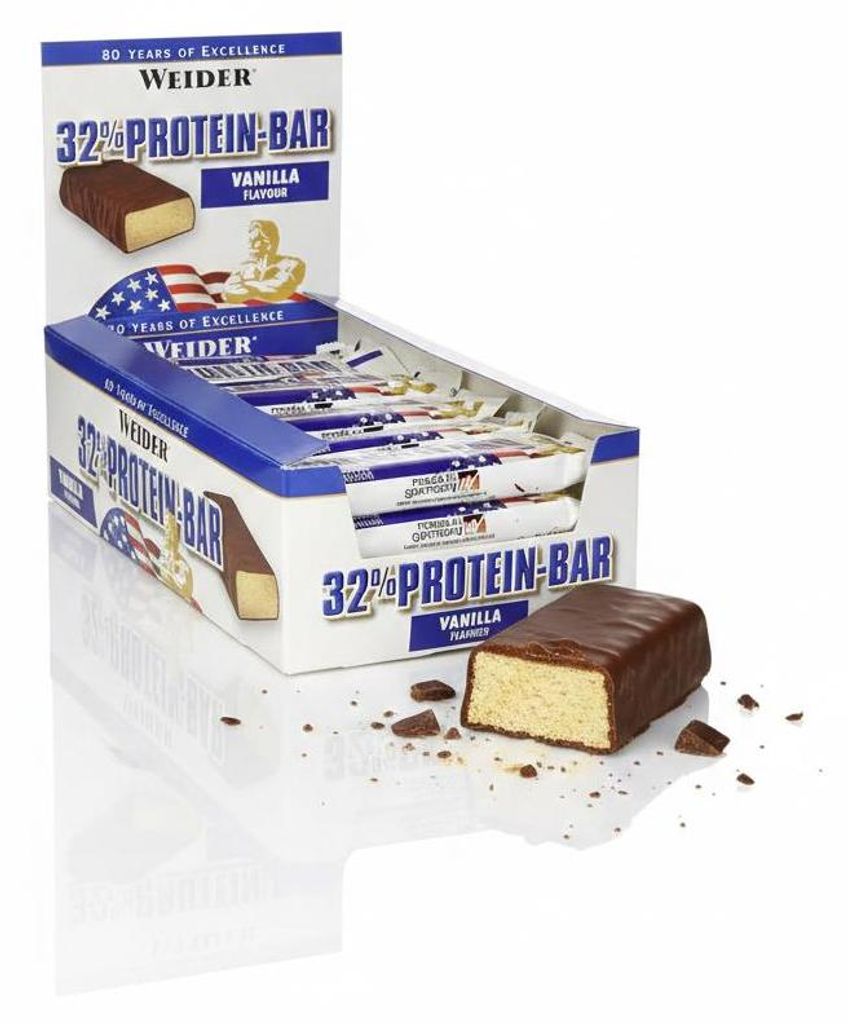 Weider 32% Protein Bar Eiweiß Riegel - 24x60g verschiedene Geschmäcker - Schoko