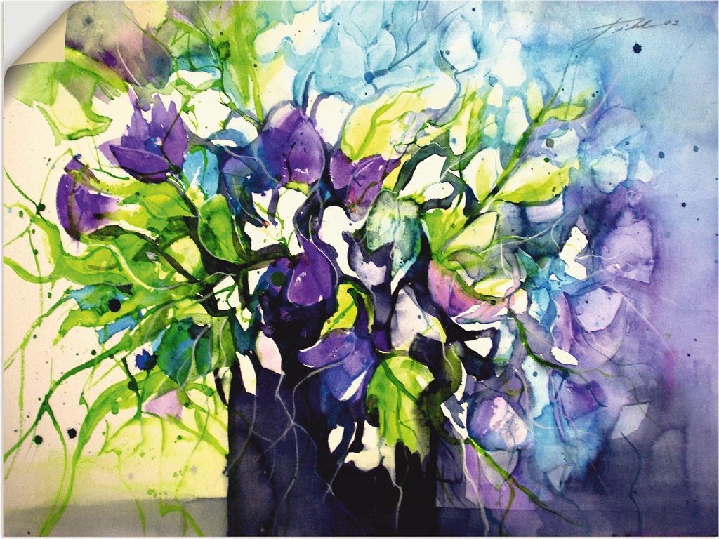ARTland Wandbild, selbstklebend Wicken in schwarzer Vase Größe: 60x45 cm