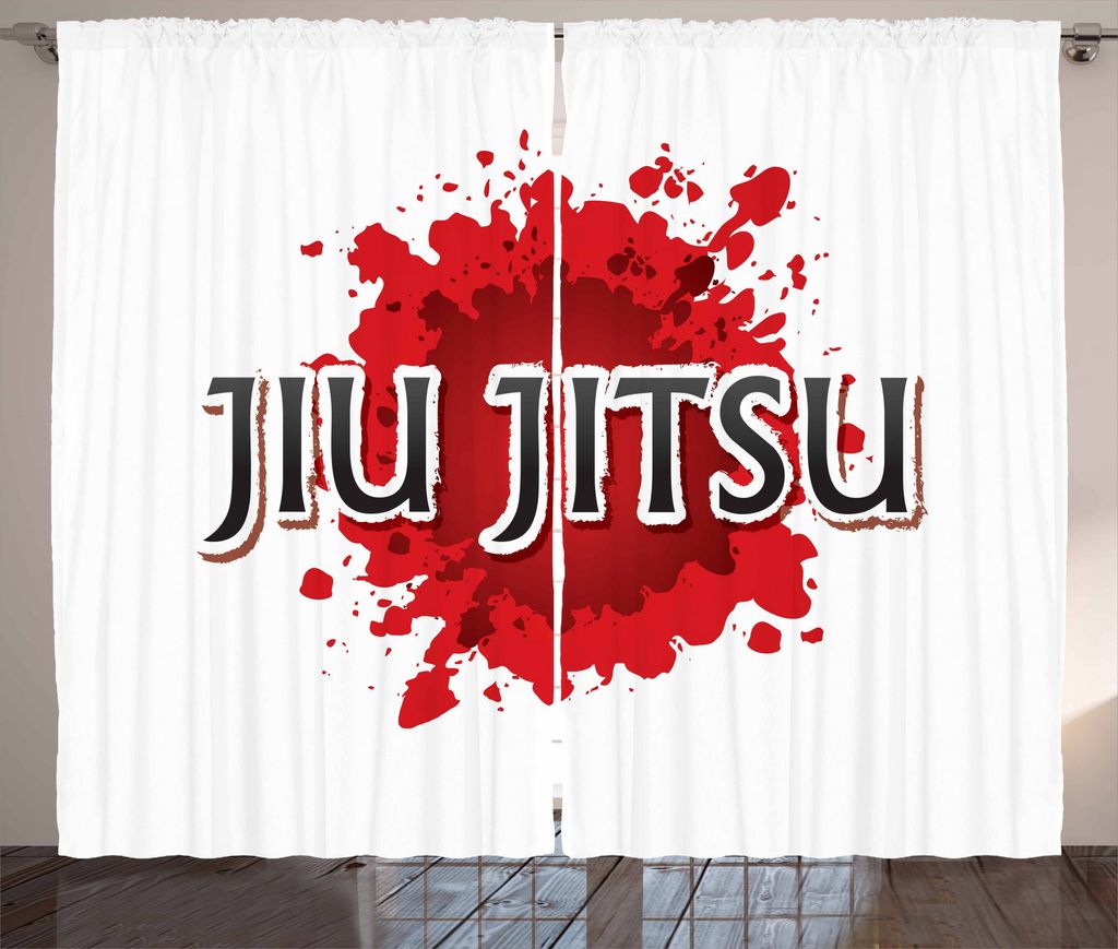 ABAKUHAUS Jiu Jitsu Rustikaler Vorhang, Mma Color Splash, Wohnzimmer Universalband Gardinen mit Schlaufen und Haken, 280 x 175 cm, Anthrazit grau Z...