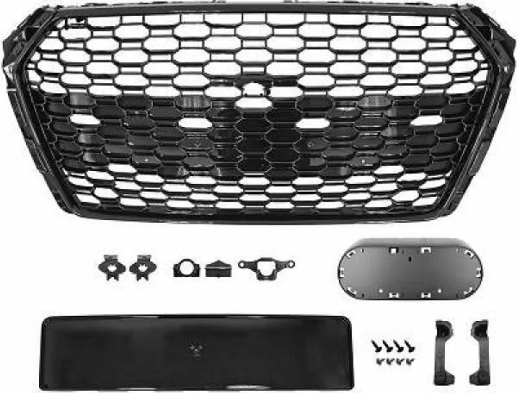 Calandre Audi A4 B9 noir brillant sans emblème - Style nid d'abeille ABS