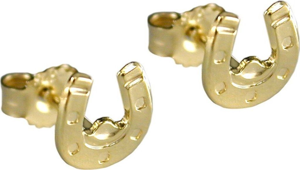 Paar Stecker Ohrstecker Hufeisen aus 375 Gold Gelbgold Goldohrstecker Damen