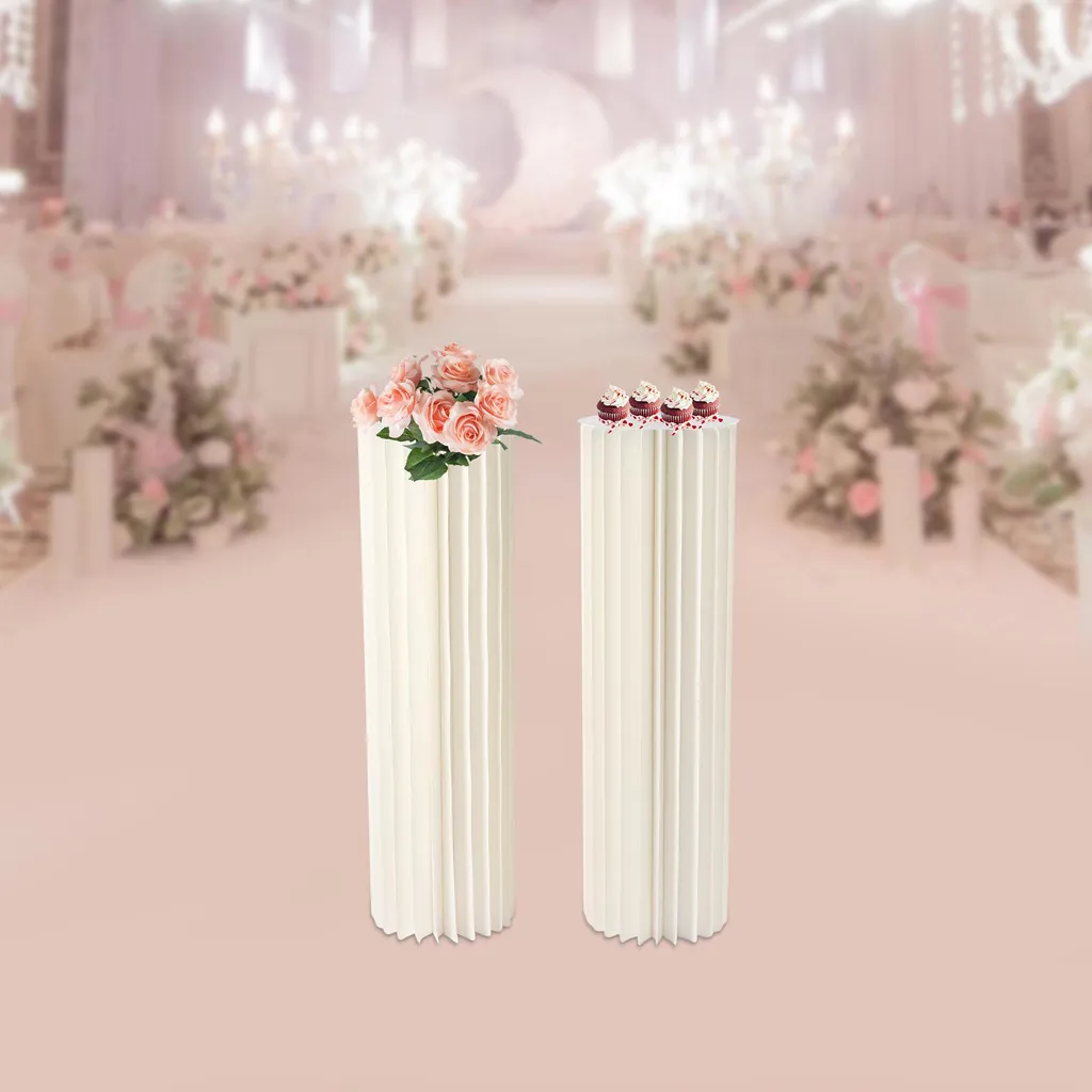Support fleurs cylindrique en métal blanc structure renforcée 2 unités - 5