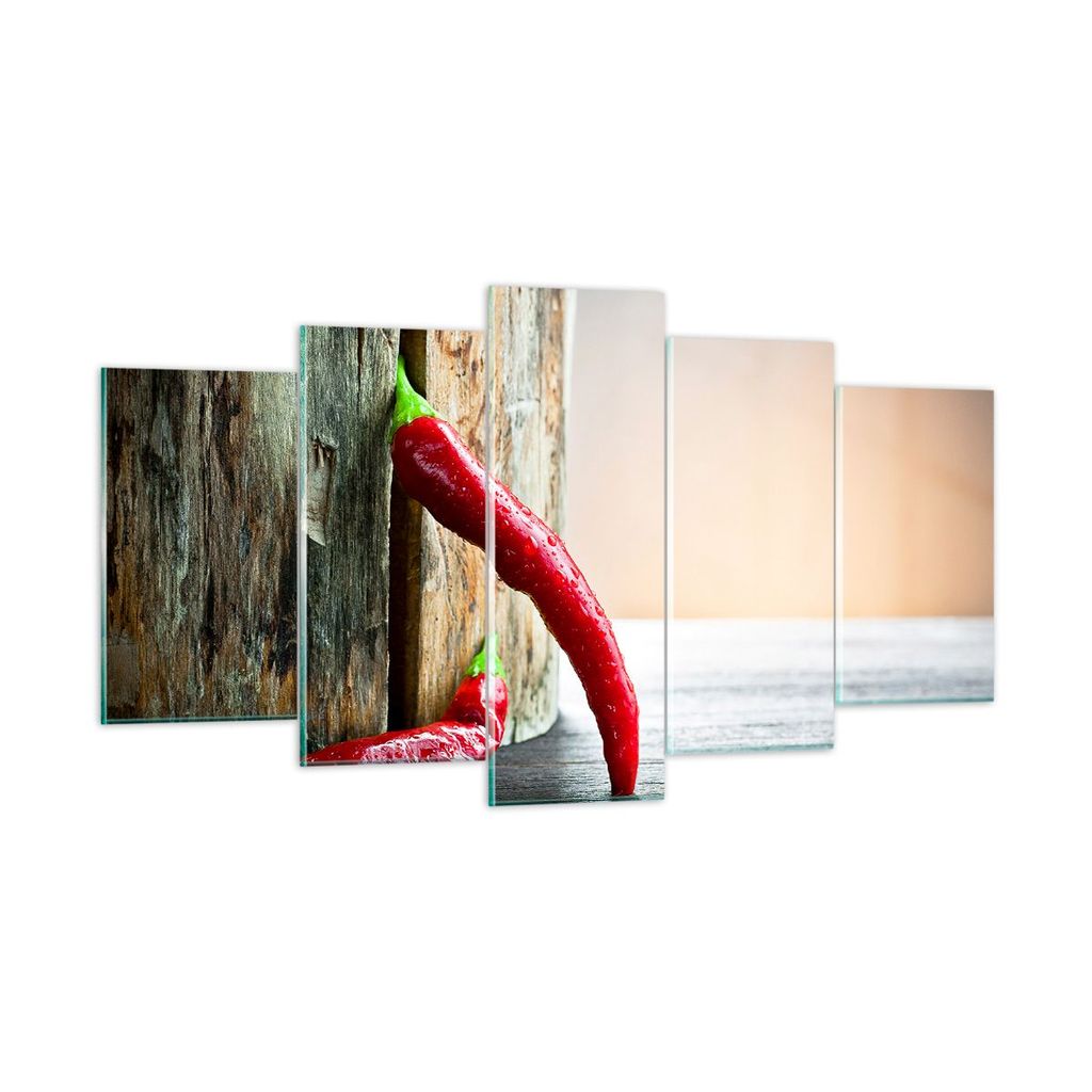 Bilder auf glas - Chili Gewürz Gemüse - 160x85cm - Glasbilder - Wandbilder - Kunstdruck - zum Aufhängen bereit - Wanddekoration aus Glas - Glas ...