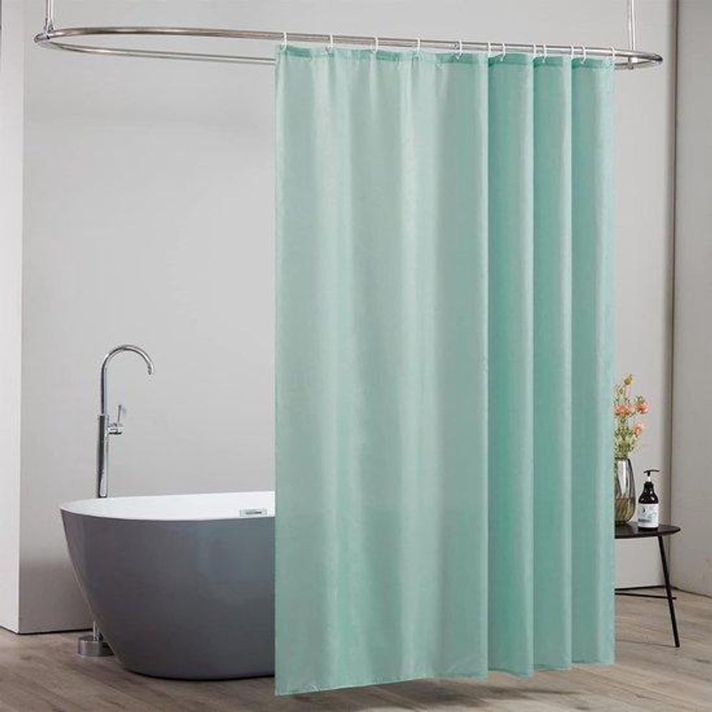 Schimmel- und Wasserabweisendes Polyester-Duschgitter Münchengrün für Bad oder Dusche, 180x210cm, 12 Haken.
