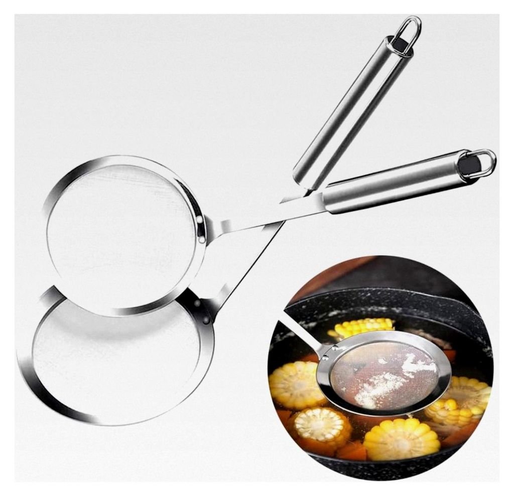 Feinmaschiges Sieb Löffelset, 2 Stück Edelstahl Küchensiebe, Schöpfkelle für Frittieren und Filtern, für die Küche, zum Trennen von Öl, Fet...