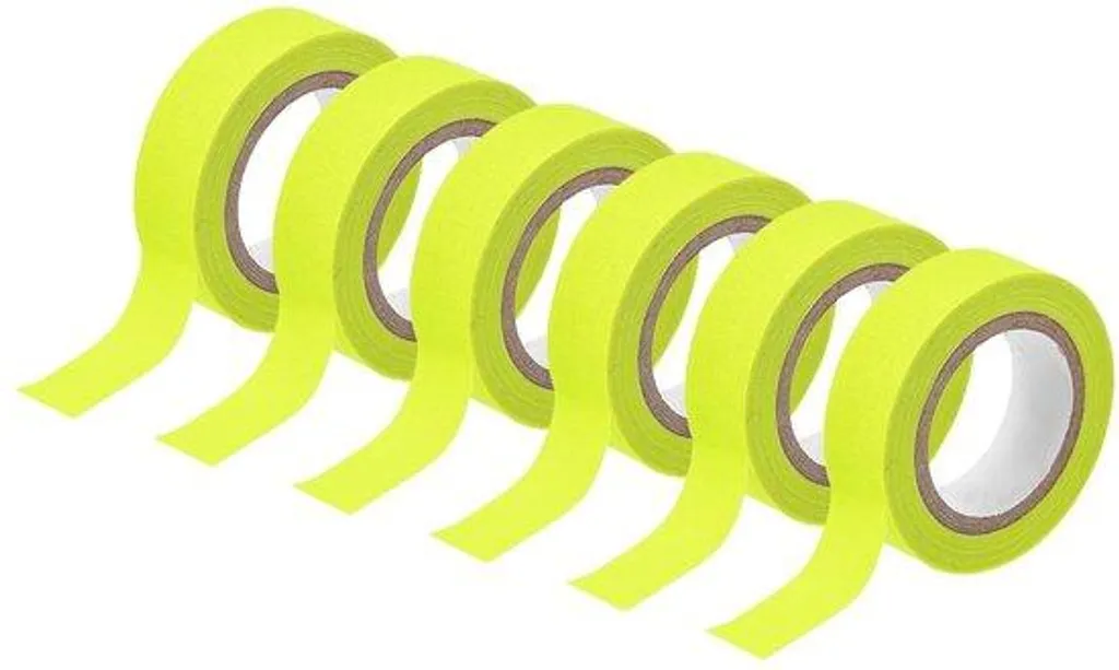 Ruban adhésif jaune fluo Gaffa haute visibilité pour déco de fête - 6 pcs