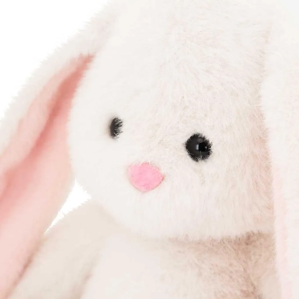 Doudou Lapin Blanc et Orange 30 cm - Peluche Décorative de Qualité