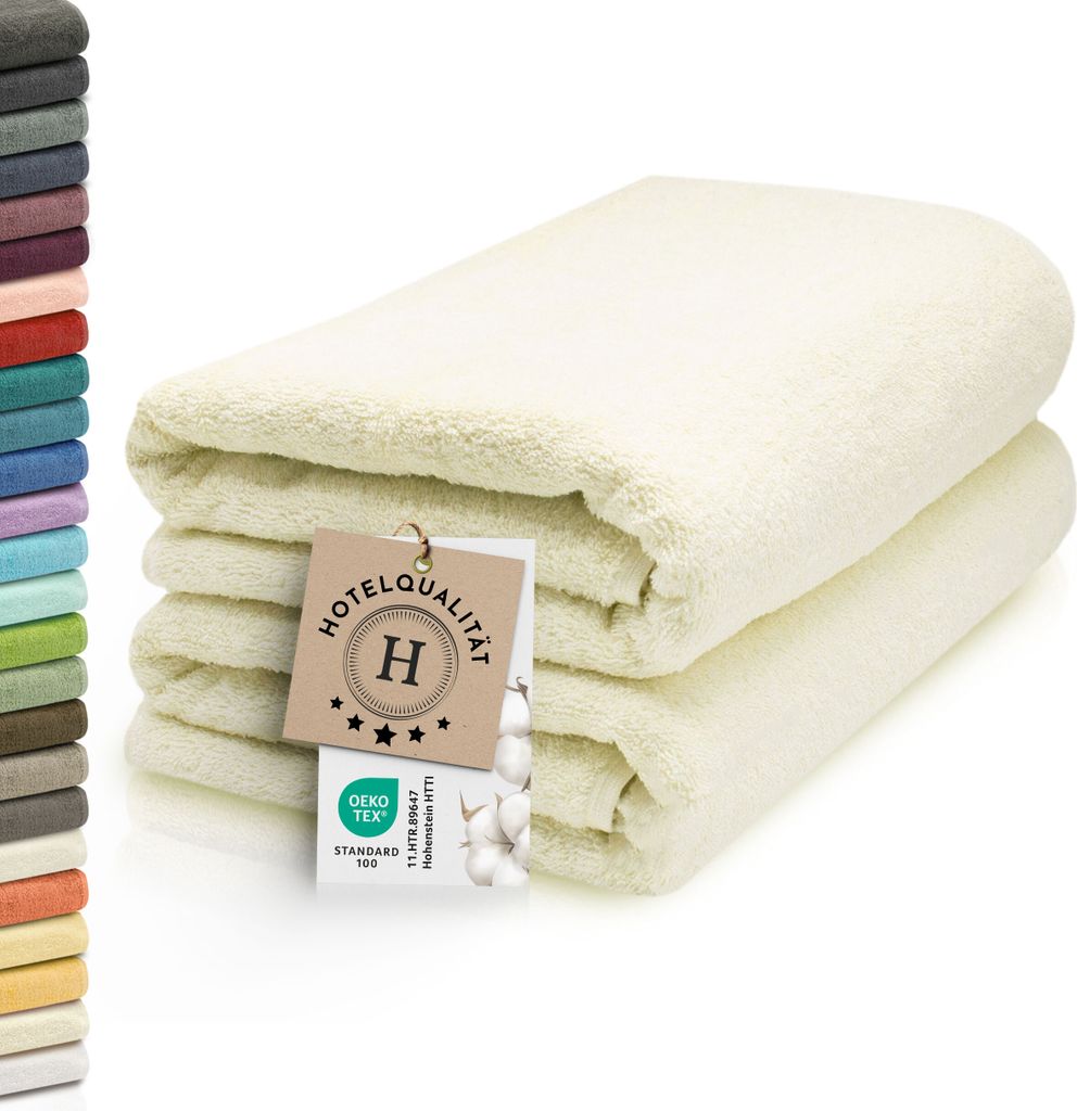 2er Set Saunahandtuch, Baumwolle, 70x200 cm, natur (creme), 420g/qm