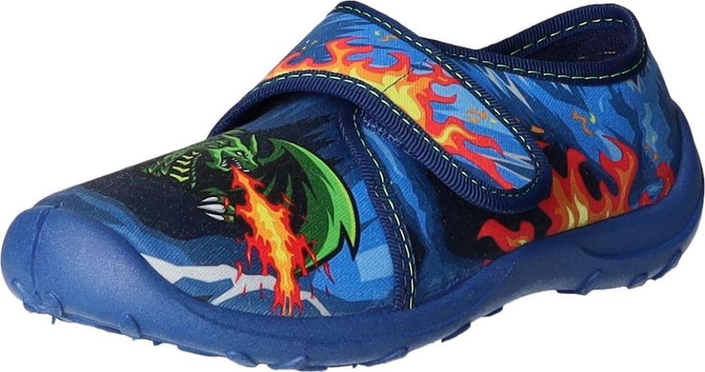 Fischer BOOGY Kinder Hausschuh Kaltfutter Blau mit Klettverschluss