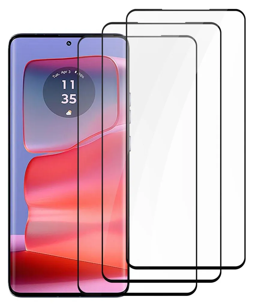 Cadorabo 3x vetro protettivo blindato per Motorola Moto Edge 50 Pro 3 pezzi pellicola protettiva in ultra chiaro caso amichevole - vetro temperato dipslay pellicola di protezione in 9H durezza antigraffio