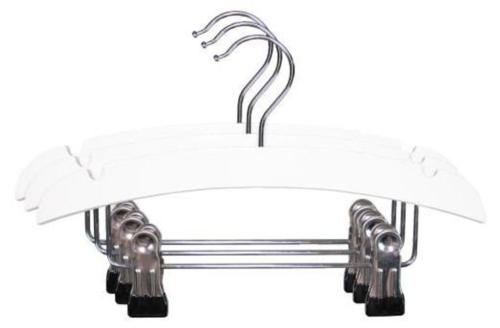 TWF Kleiderbügel Mit Clips - 3 Stück - Holz Weiß Produktbild 