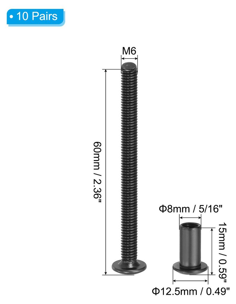 10 Stš¹ck M6x60mm Sechskant Verbindungsschraube mit Produktbild 