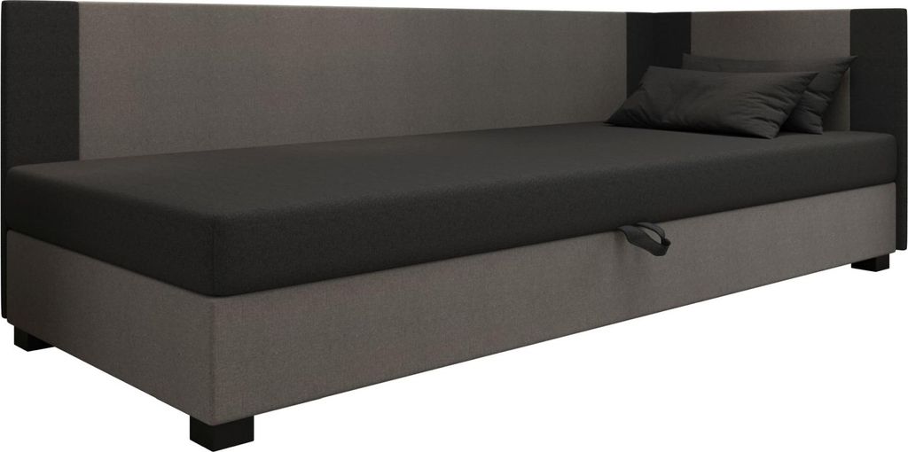 AURA SOFA Boxspringbett ULO PLUS 120x195 Komplett-Set mit Bonell Matratze, Polsterbett mit Bettkästen - Grau/Dunkelgrau, SAWANA 21/05