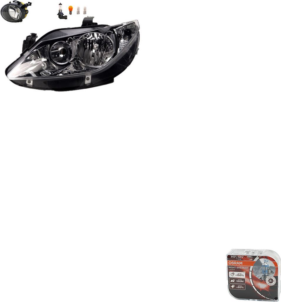 Scheinwerfer + Osram Night Breaker Laser passend für Seat Ibiza 6J 03/08-02/12L 6J1941005D 6J1941005A 6J1941005B 6J1941005C 6J1941029A 6J094170 Johns