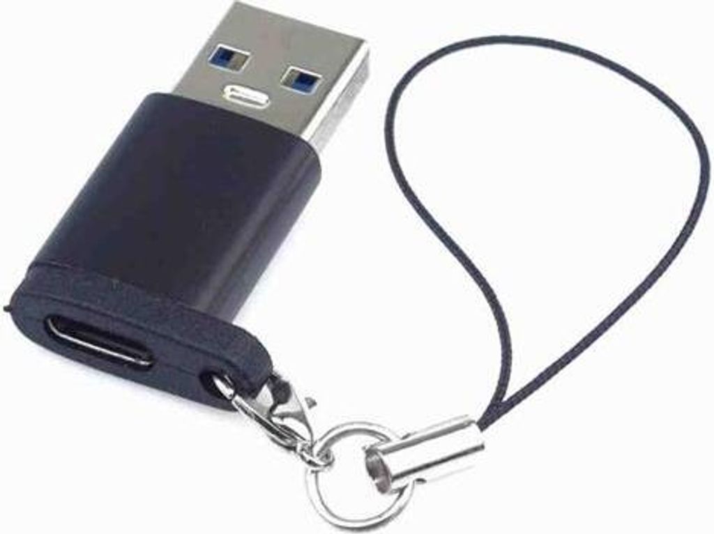 PremiumCord Adapter USB3.0 A Stecker - USB-C Buchse, schwarz mit Aufhängeschlaufe