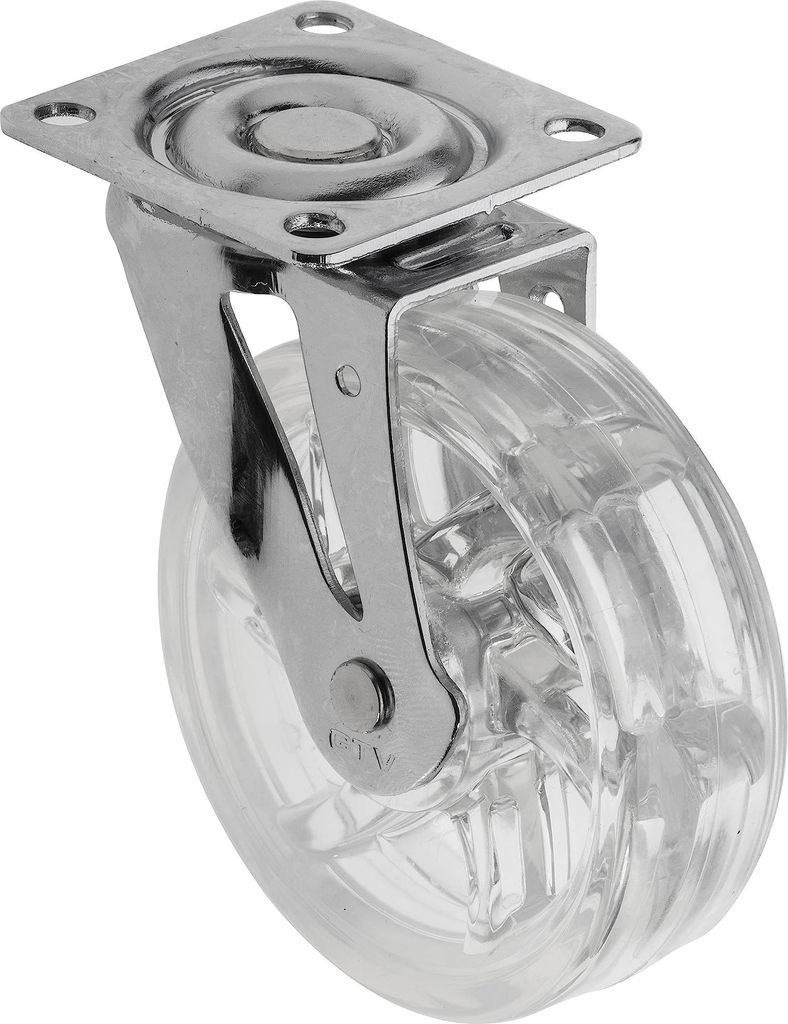 GTV - Möbelrolle B SHIFT ohne Feststeller - Lenkrollen für Möbel - Stahl/PC/PU - Durchmesser 75 mm - Schwenkräder 360 Grad - Gesamtlast pro Rol...