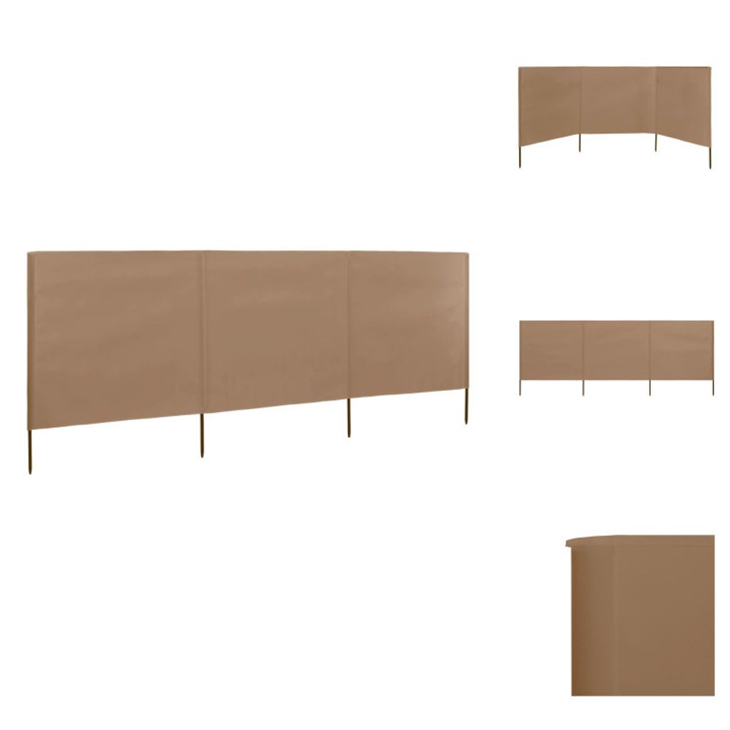 vidaXL 3-teiliges Windschutzgewebe 400 x 120 cm Taupe - Sonnenschirme & Sonnenschutze