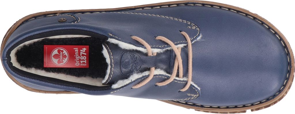 Rieker Damen Stiefelette warm gefüttert Schnürboot Leder Schnürung Z3722, Größe:39 EU, Farbe:Blau